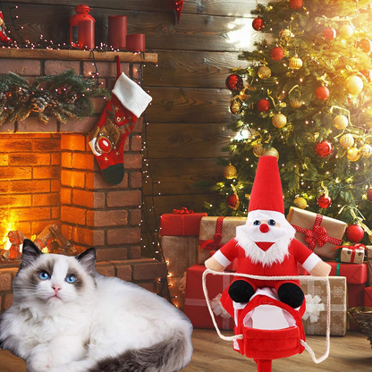 Adjustable & Comfortable Riding Santa Dog Costume (Red, Polyester Cotton)